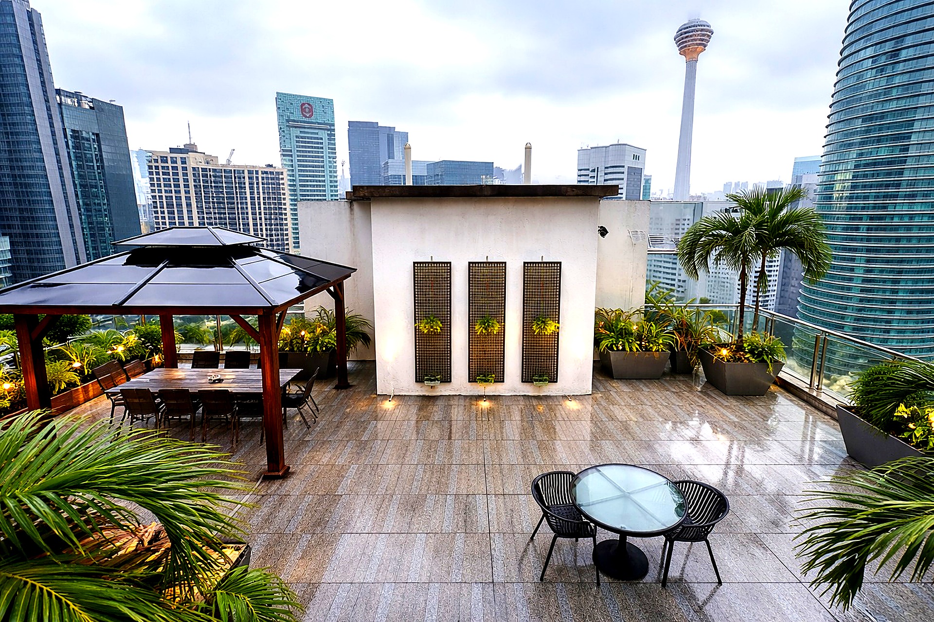 Private rooftop terrace with KL skyline