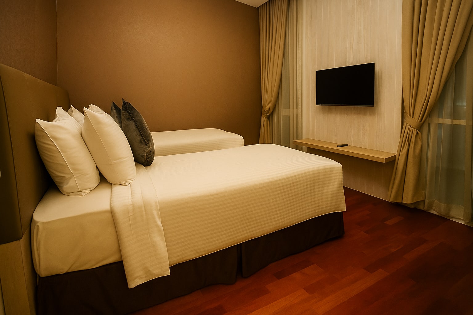 Second bedroom with twin single beds in Premier Two-Bedroom Suite